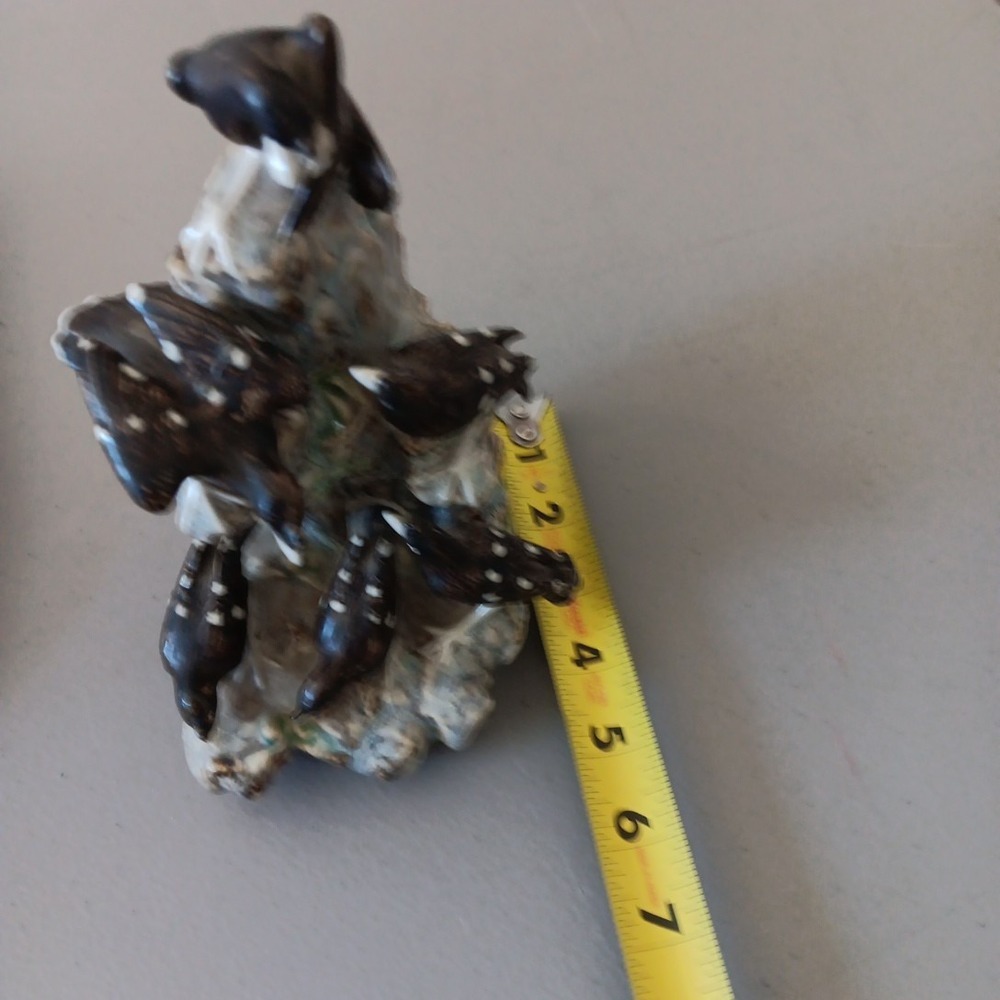 VTG‎ Birds Ceramic Figurine Dead Tree + 6 Black Birds Crows Drip Pottery Haunted - Picture 14 of 16